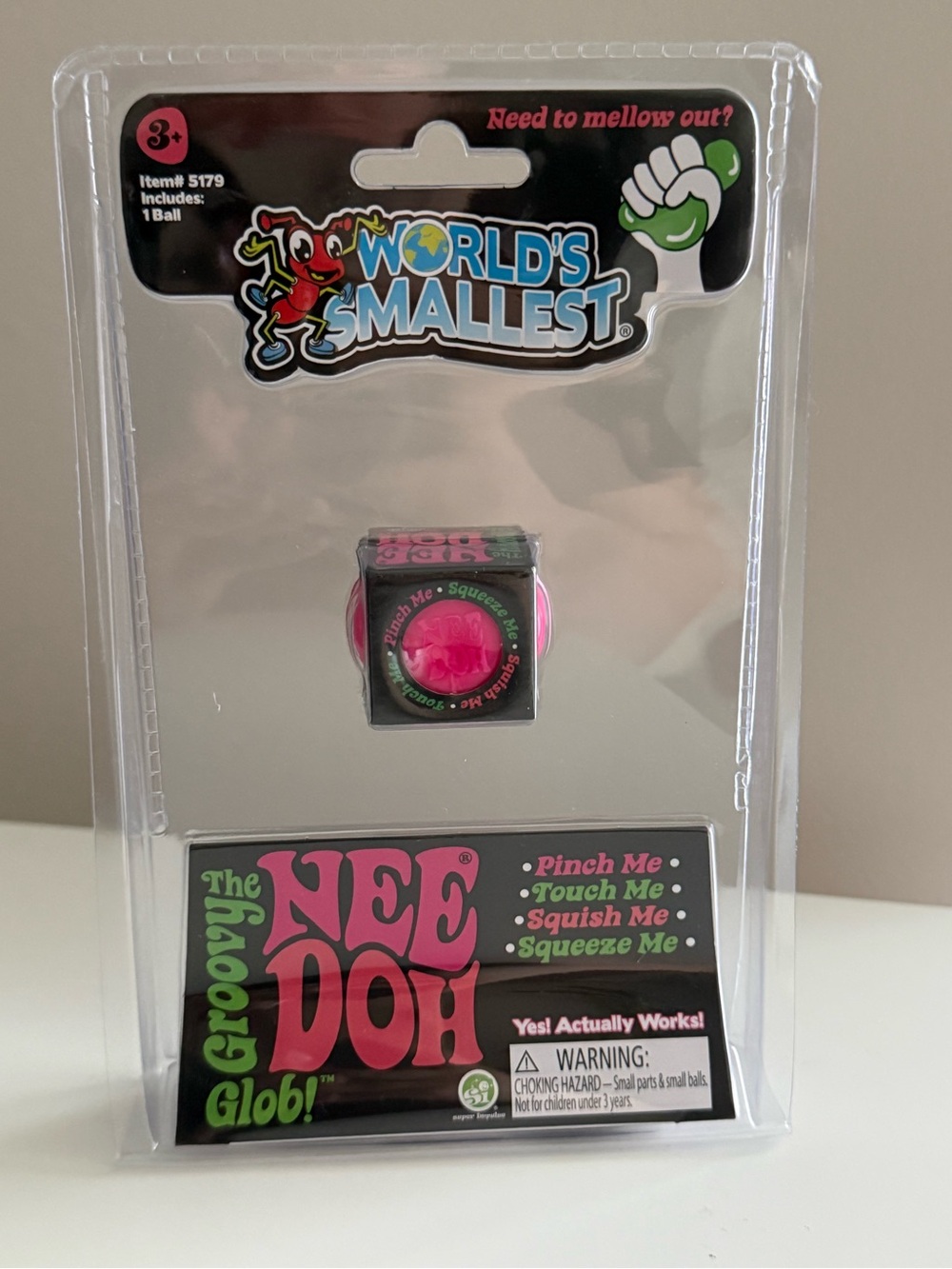 Nwt Nee Doh Schylling World's Smallest Groovy Glob Pink RARE Needoh Tiny Ball